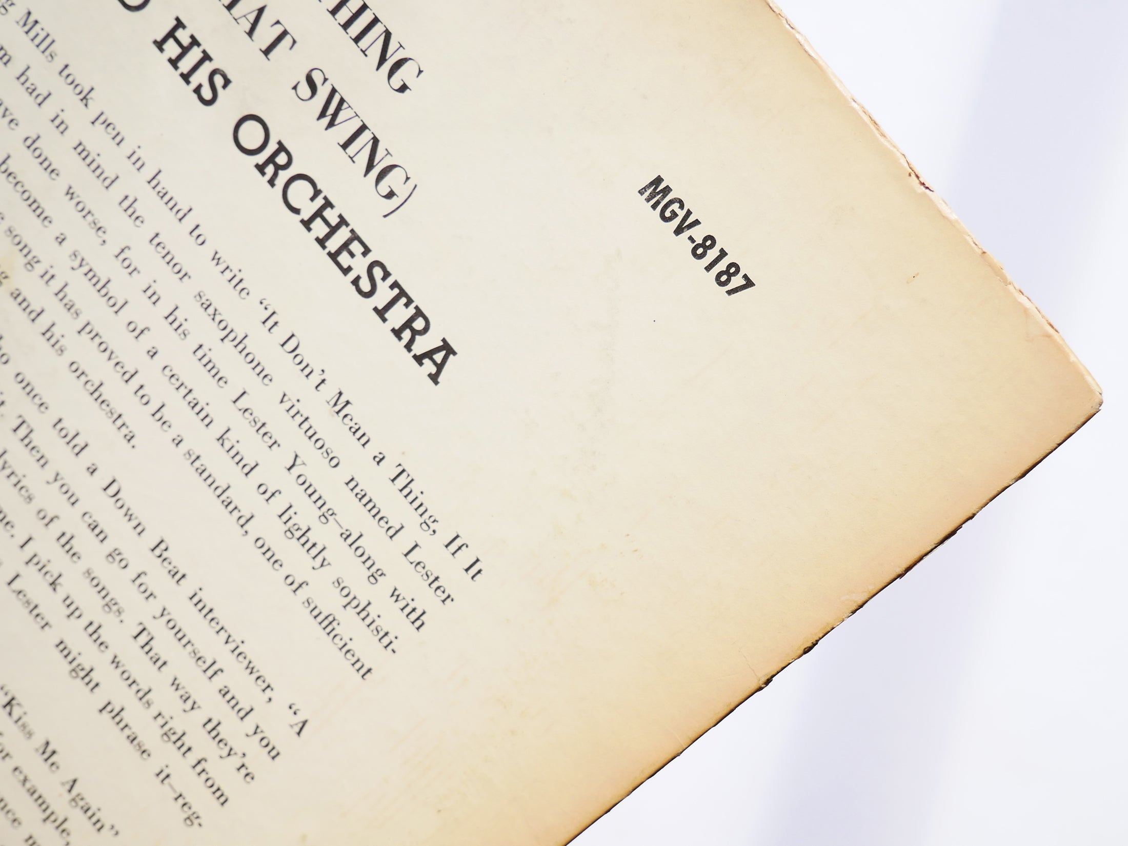 LESTER YOUNG It Don't Mean A Thing LP VERVE RECORDS MGV-8187 US 1961 MONO JAZZ