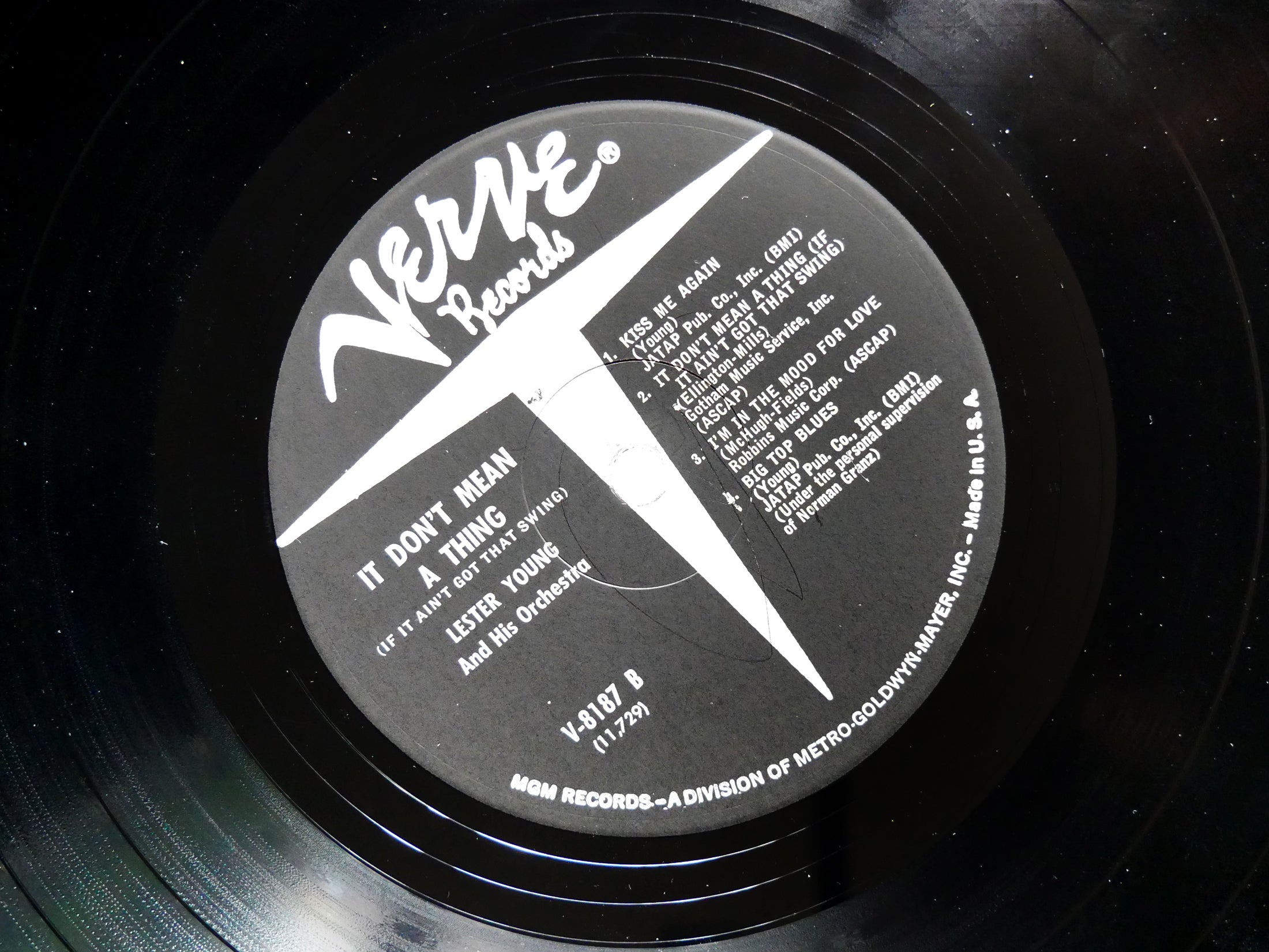 LESTER YOUNG It Don't Mean A Thing LP VERVE RECORDS MGV-8187 US 1961 MONO JAZZ