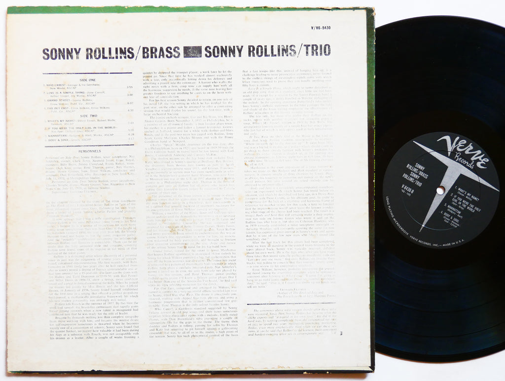 SONNY ROLLINS Brass / Trio LP VERVE V6-8430 US 1962 Henry Grimes Roy Haynes