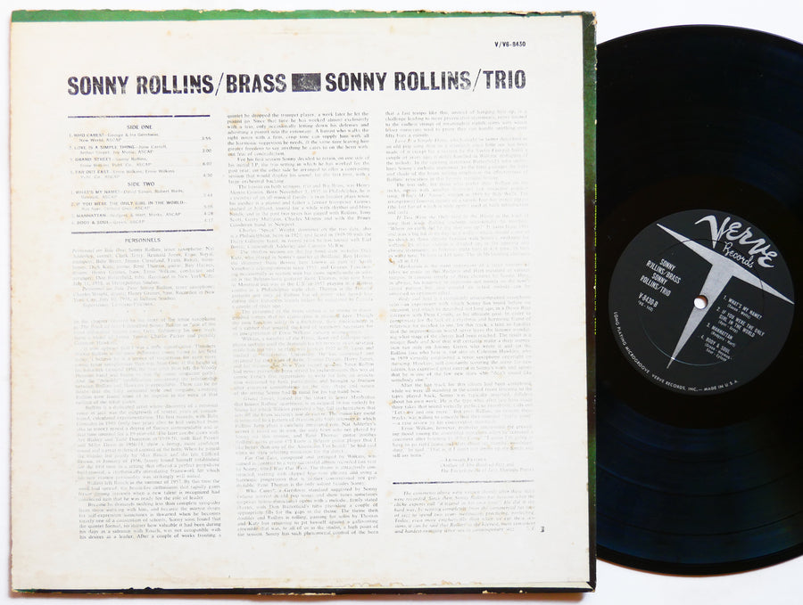 SONNY ROLLINS Brass / Trio LP VERVE V6-8430 US 1962 Henry Grimes Roy Haynes