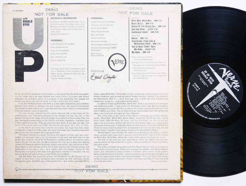 DONALD BYRD Up With LP VERVE V-8609 US 1965 RVG DG MONO Herbie Hancock