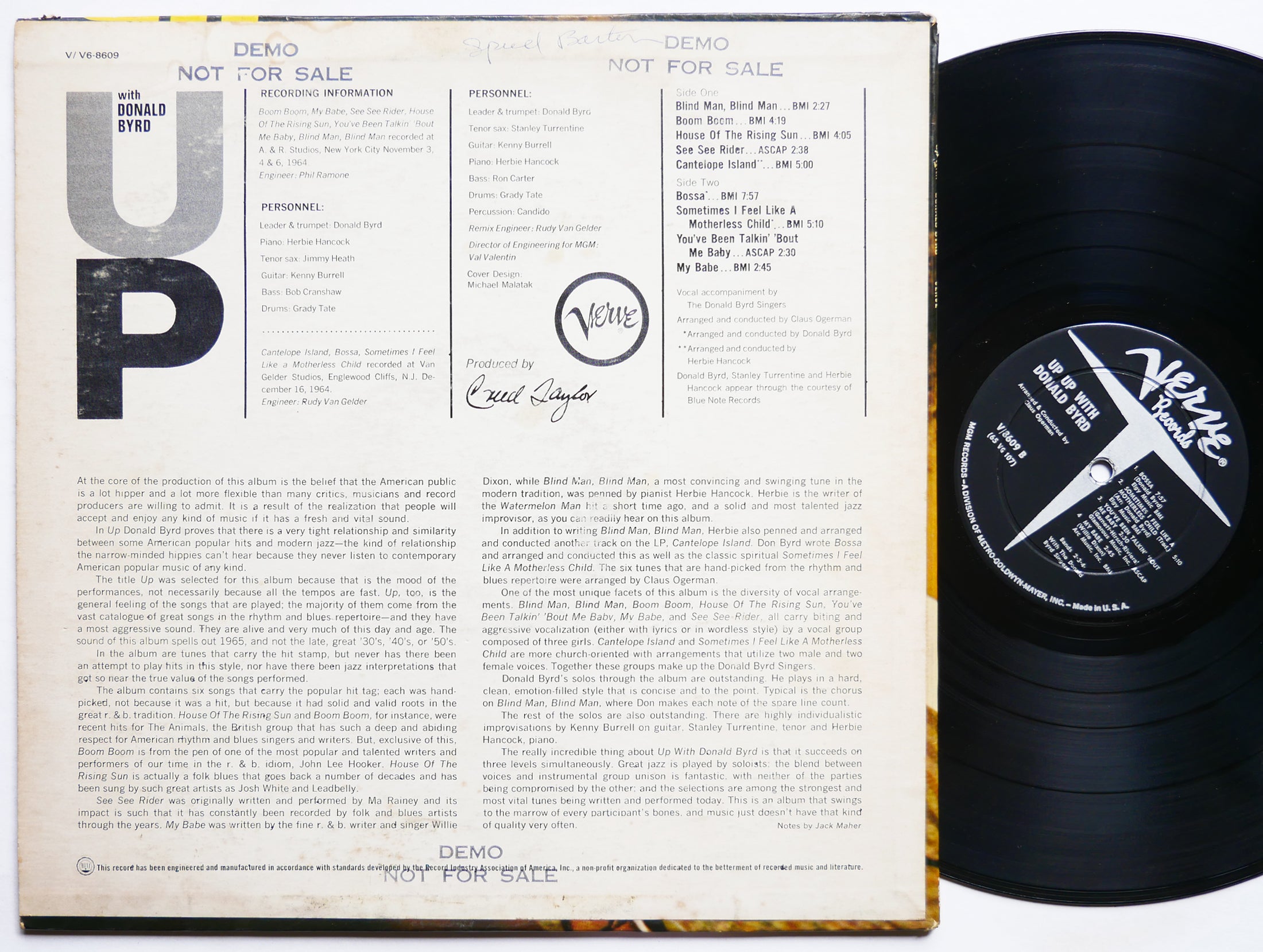 DONALD BYRD Up With LP VERVE V-8609 US 1965 RVG DG MONO Herbie Hancock