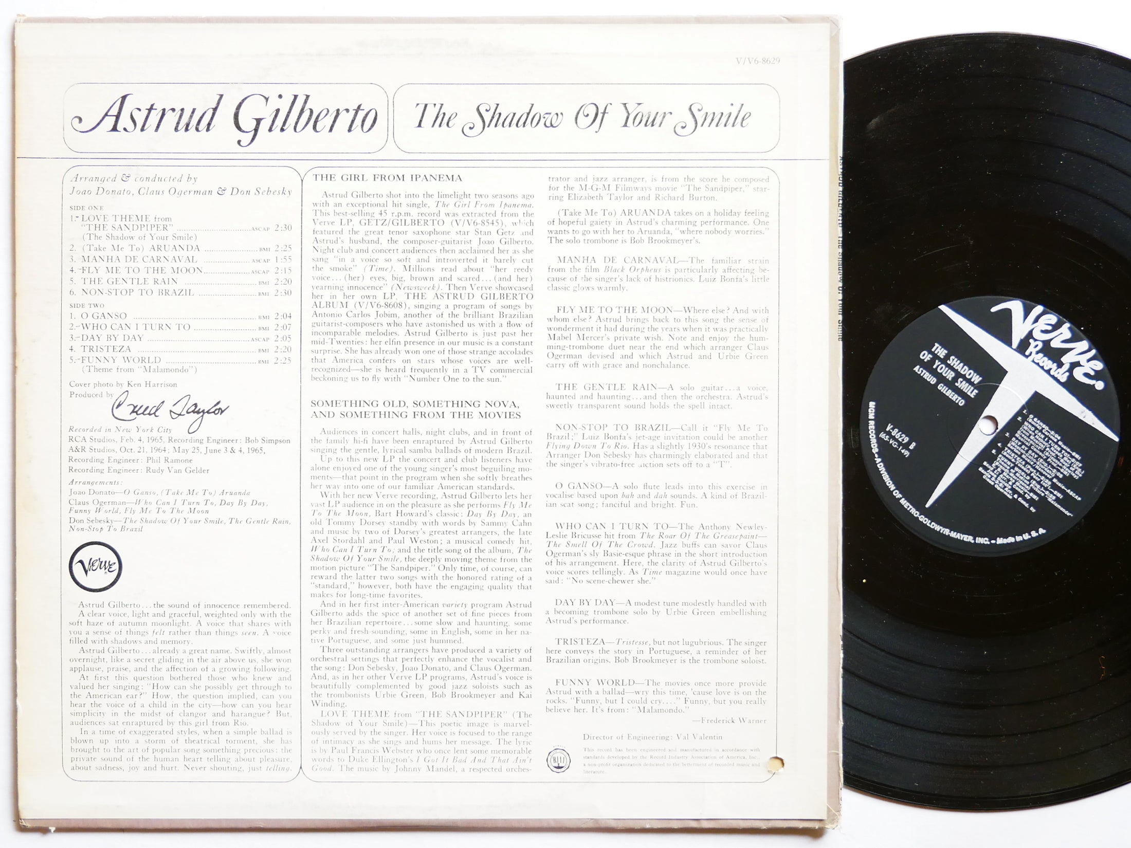 ASTRUD GILBERTO The Shadow Of Your Smile LP VERVE V-8629 US 1965 RVG MONO VG+