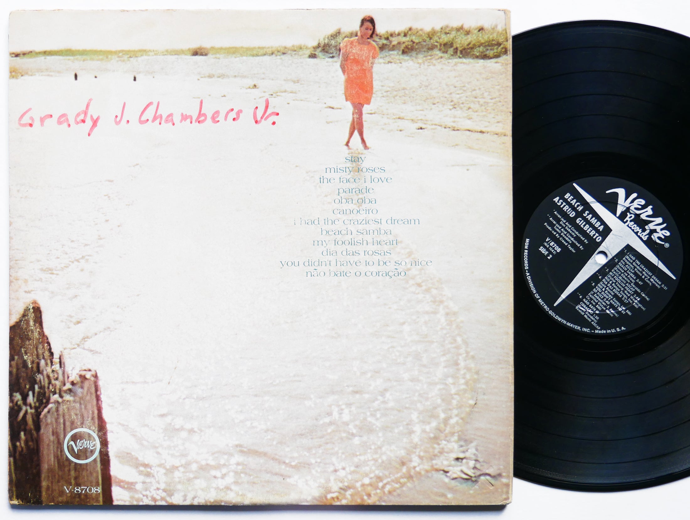 ASTRUD GILBERTO Beach Samba LP VERVE RECORDS V-8708 US 1967 RVG MONO Ron Carter