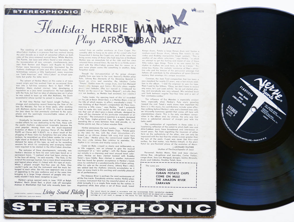 HERBIE MANN Flautista! Afro-Cuban Jazz LP VERVE RECORDS V6-8336 US 1961 DG ST