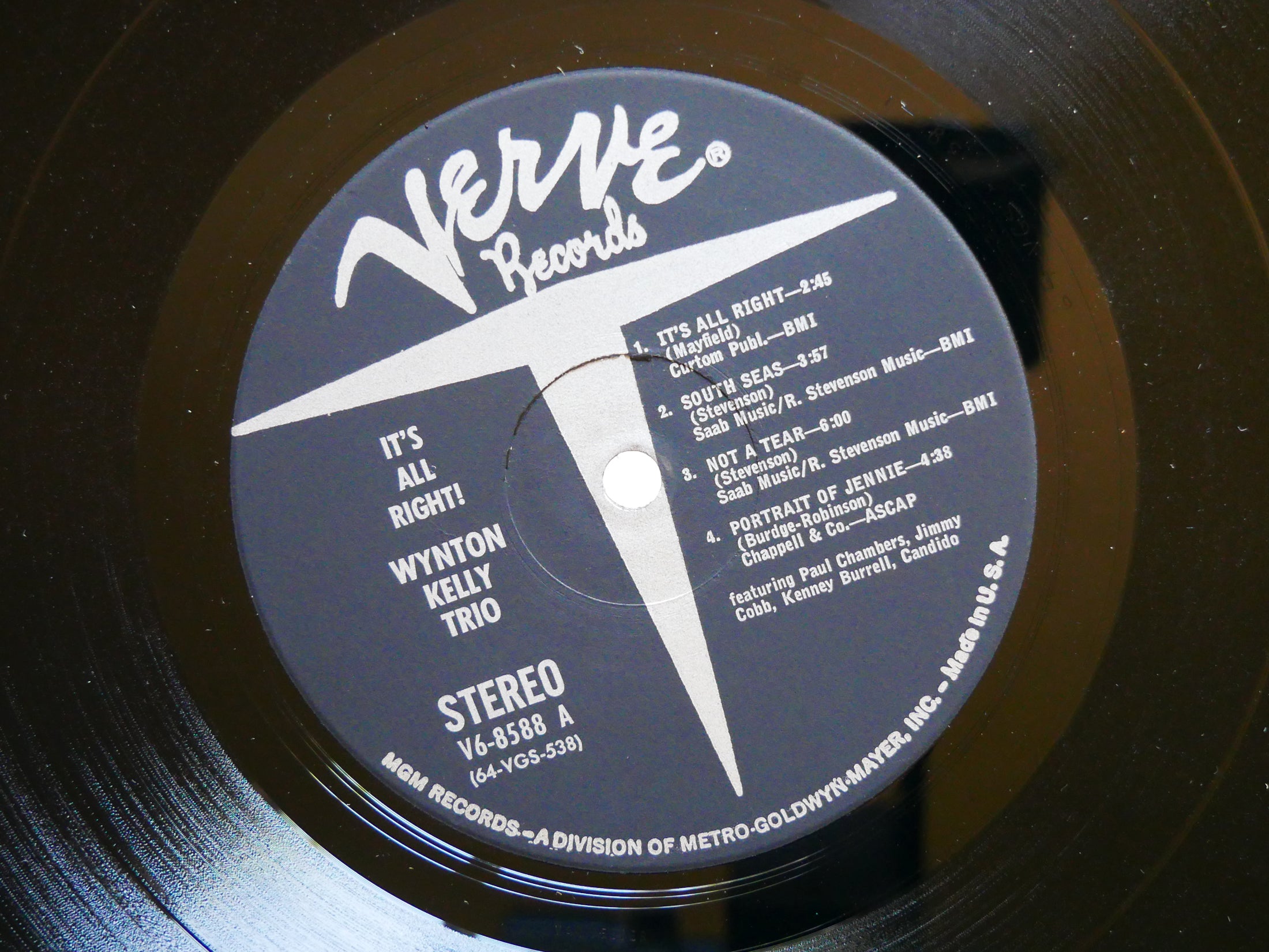 WYNTON KELLY TRIO It's All Right! LP VERVE V6-8588 Orig US 1964 Kenny Burrell