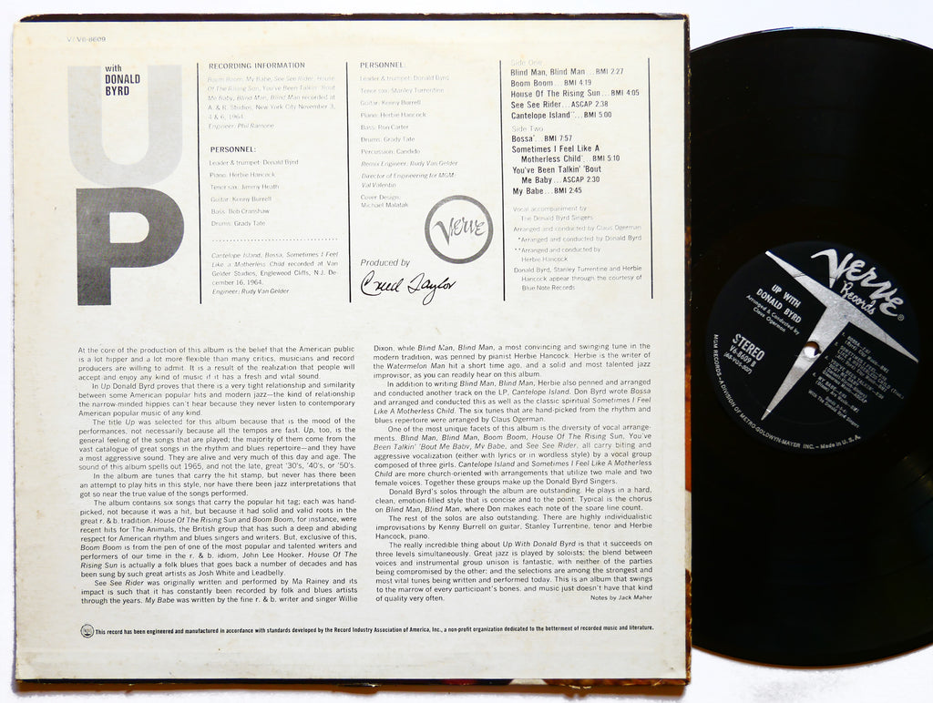 DONALD BYRD Up With LP VERVE V6-8609 US 1965 Herbie Hancock Kenny Burrell