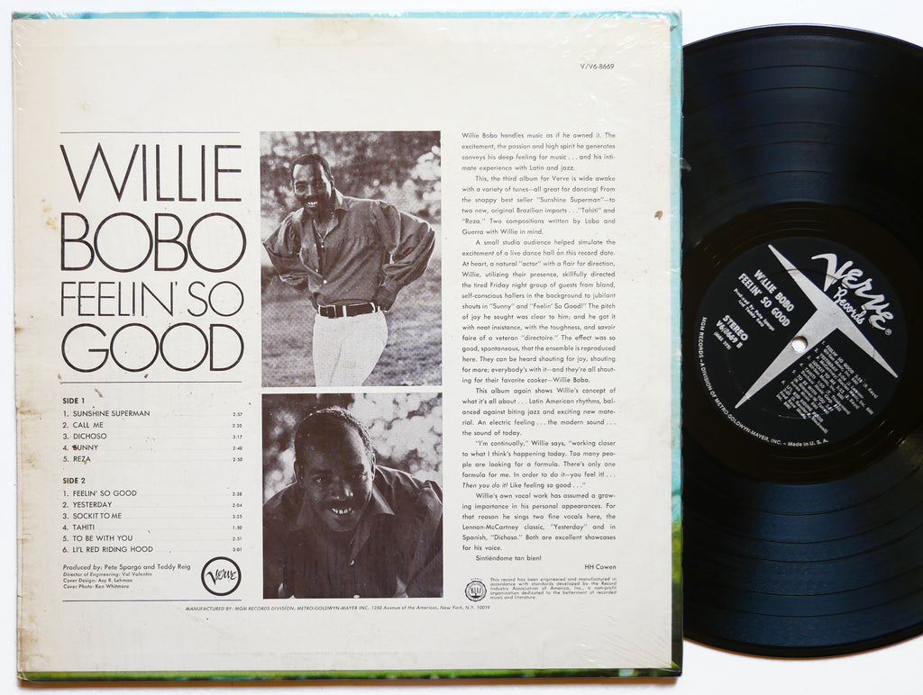 WILLIE BOBO Feelin' So Good LP VERVE RECORDS V6-8669 US 1966 DG ST JAZZ