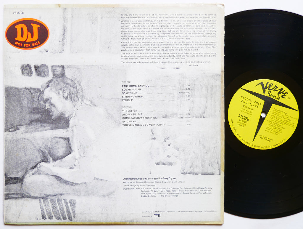 CHET BAKER Blood, Chet And Tears LP VERVE RECORDS V6-8798 US 1970 JAZZ PROMO VG+