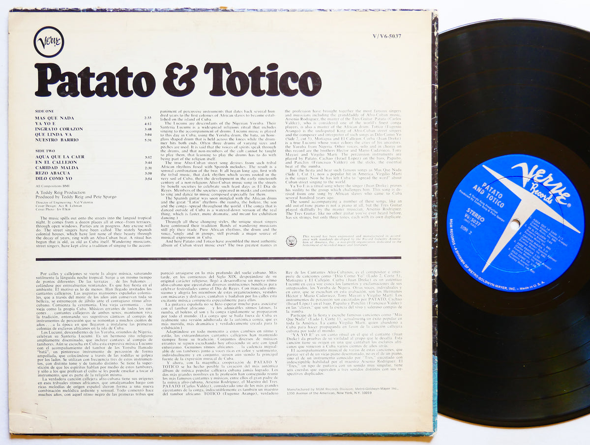 PATATO & TOTICO LP VERVE RECORDS V-5037 US 1967 DG MONO Latin Jazz Afro-Cuban