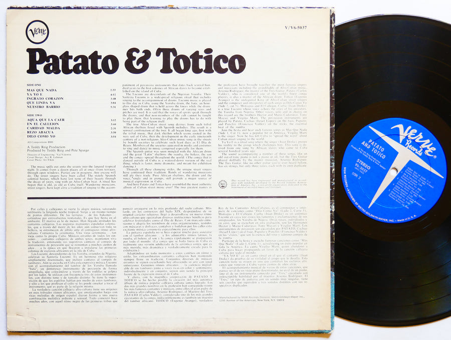 PATATO & TOTICO LP VERVE RECORDS V-5037 US 1967 DG MONO Latin Jazz Afro-Cuban