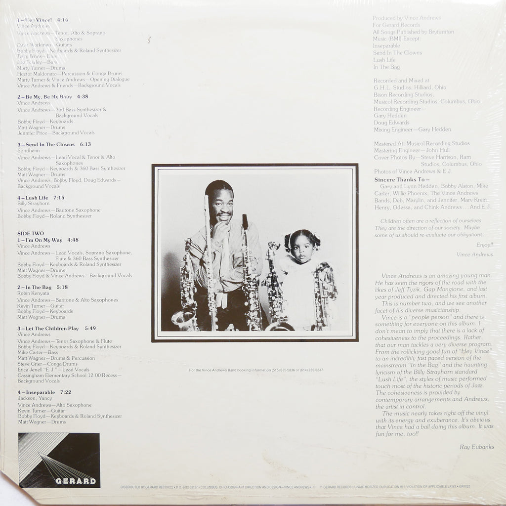 VINCE ANDREWS Hey, Vince! LP GERARD RECORDS GR 1022 US 1986 Jazz Funk SEALED
