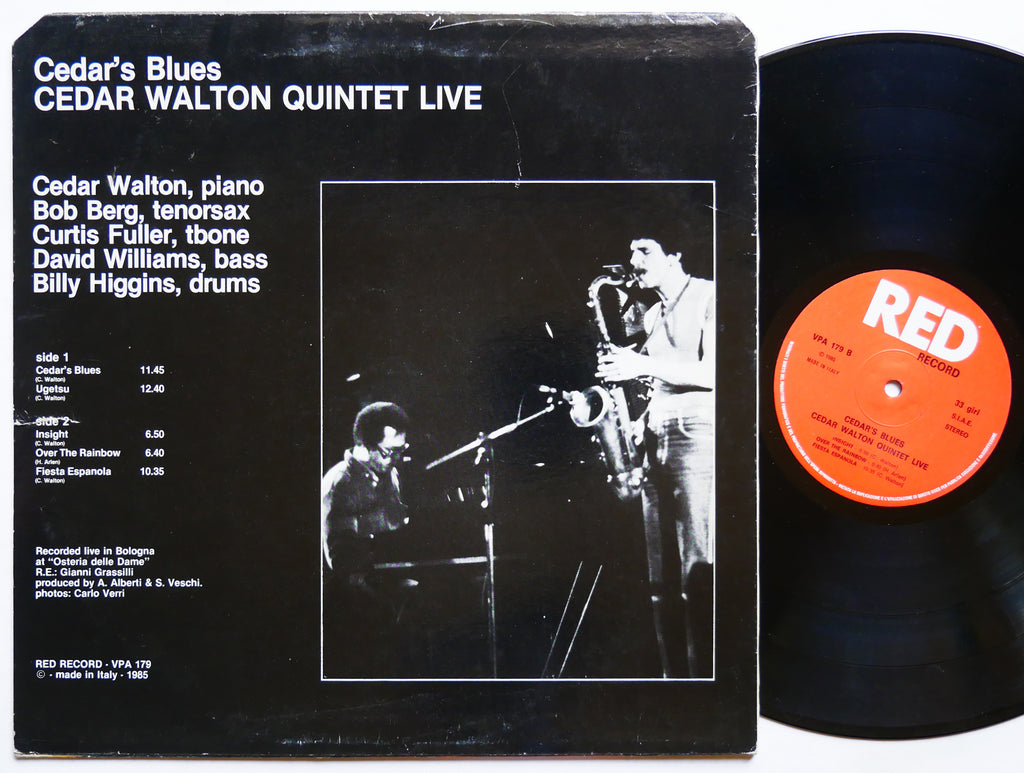 CEDAR WALTON Quintet Cedar's Blues LP RED RECORD VPA 179 ITALY '85 Curtis Fuller