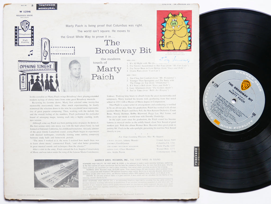 MARTY PAICH The Modern Touch Of LP WARNER W 1296 US 1959 Art Pepper Scott LaFaro