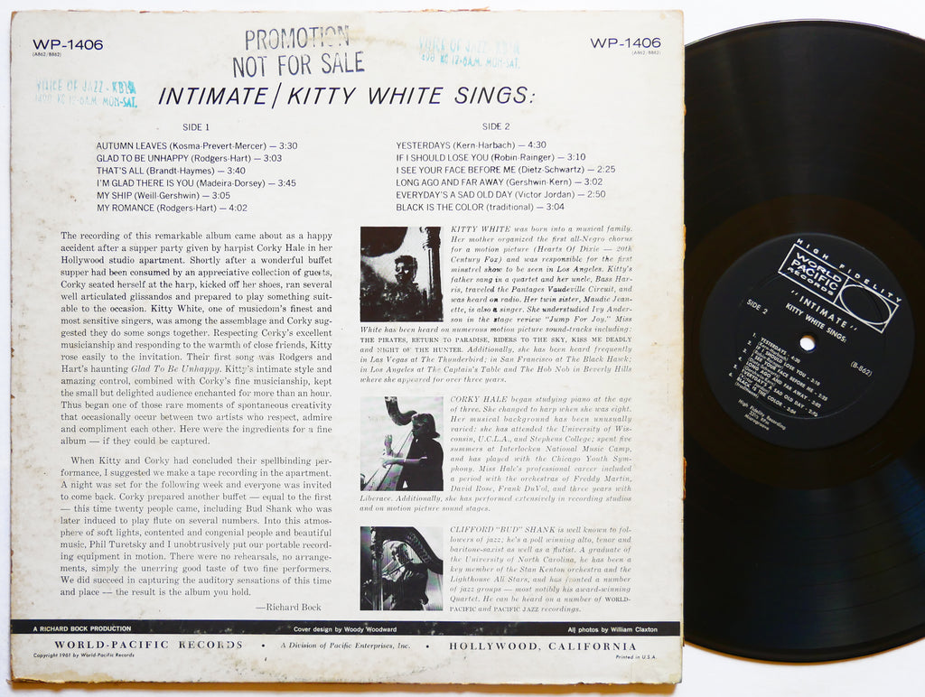 KITTY WHITE CORKY HALE BUD SHANK Intimate LP WORLD PACIFIC WP-1406 US 1961 MONO