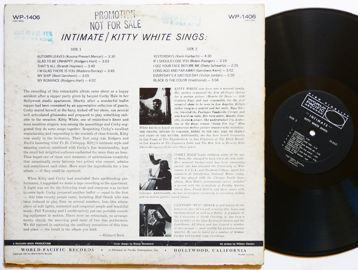 KITTY WHITE CORKY HALE BUD SHANK Intimate LP WORLD PACIFIC WP-1406 US 1961 MONO