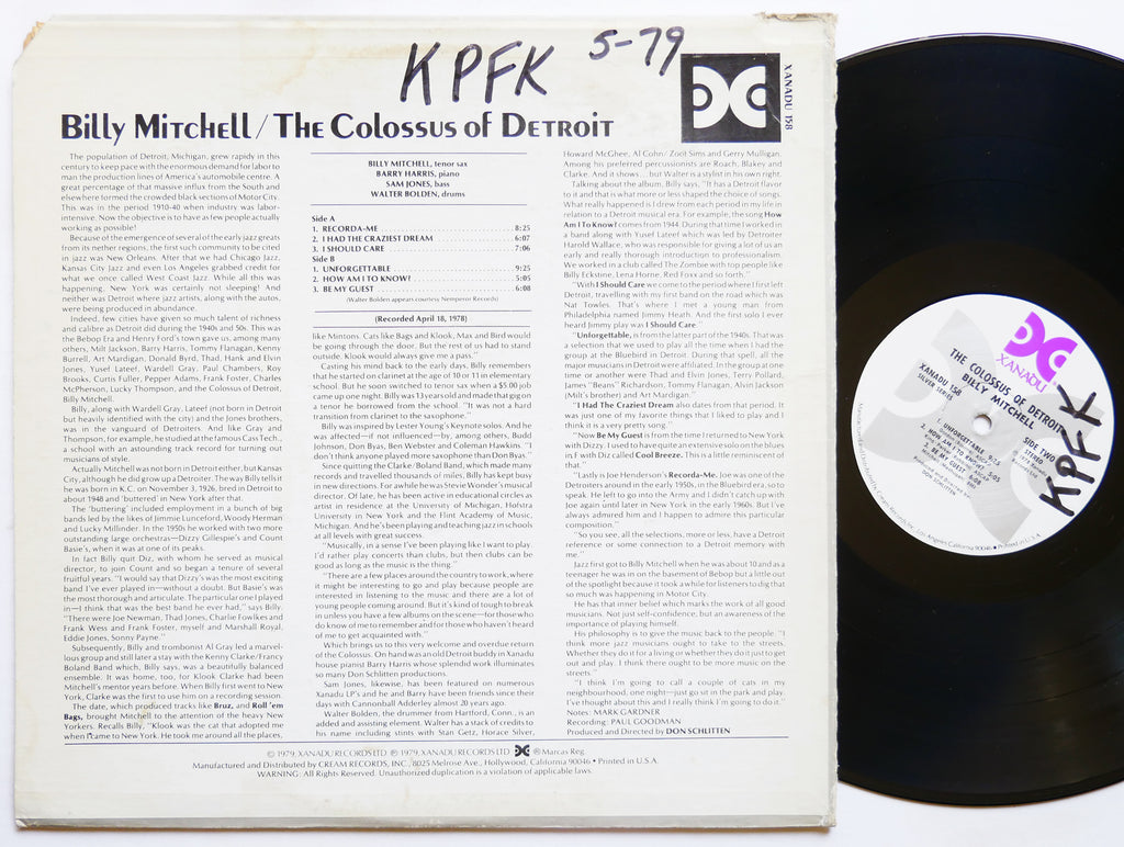 BILLY MITCHELL The Colossus Of Detroit LP XANADU 158 US 1979 Sam Jones