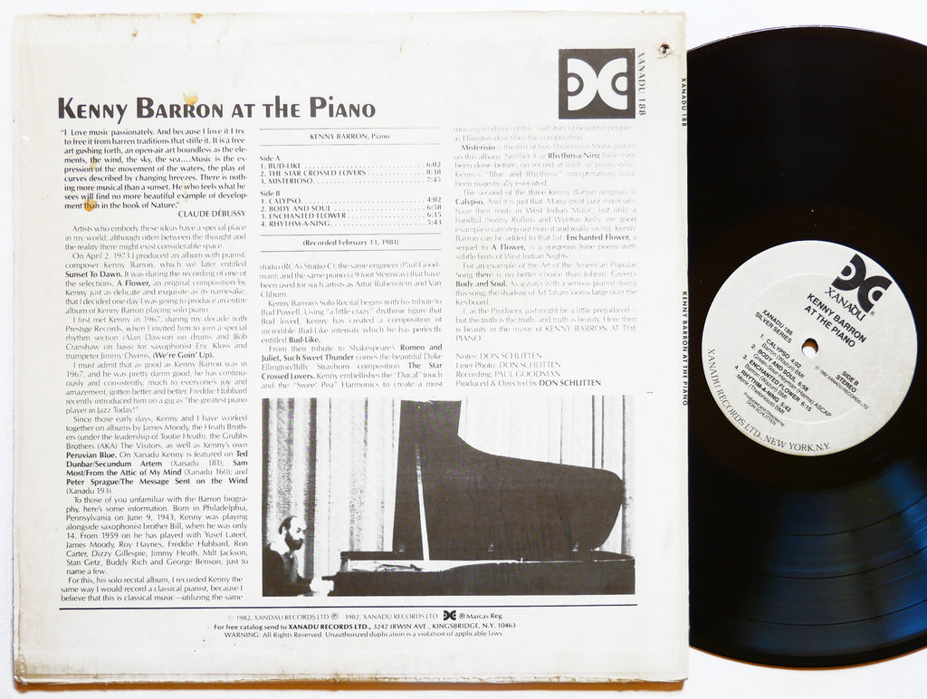 KENNY BARRON At The Piano LP XANADU RECORDS XANADU 188 US 1982 JAZZ