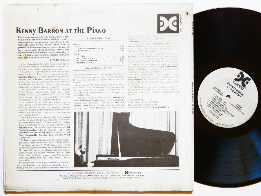 KENNY BARRON At The Piano LP XANADU RECORDS XANADU 188 US 1982 JAZZ