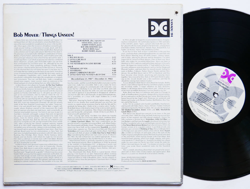 BOB MOVER Things Unseen! LP XANADU RECORDS 194 US 1983 Steve Hall Ray Drummond