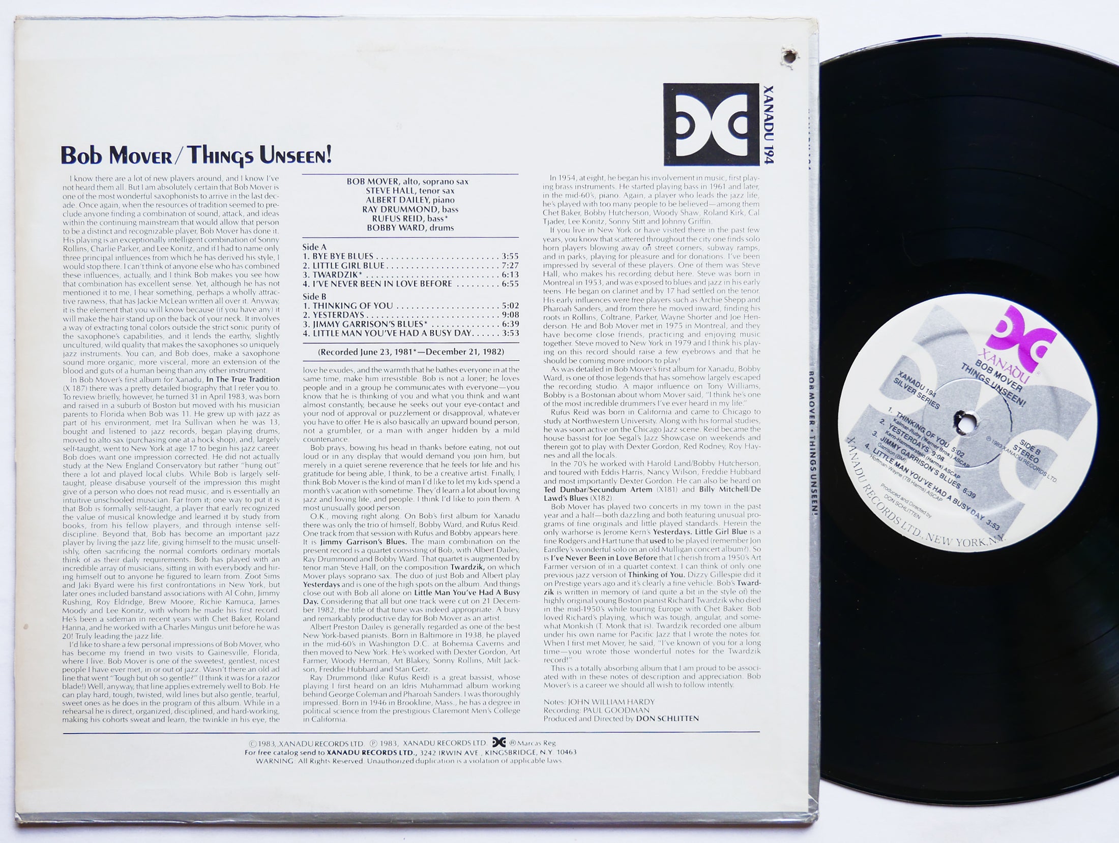 BOB MOVER Things Unseen! LP XANADU RECORDS 194 US 1983 Steve Hall Ray Drummond