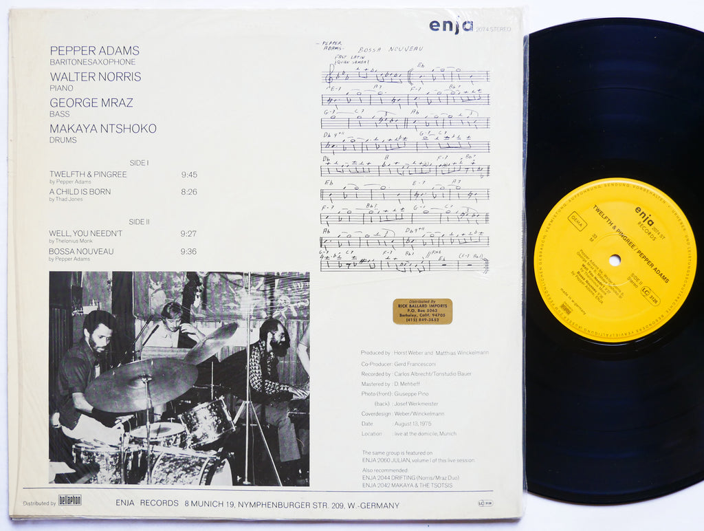 PEPPER ADAMS Twelfth & Pingree LP ENJA RECORDS 2074 GERMANY Walter Norris