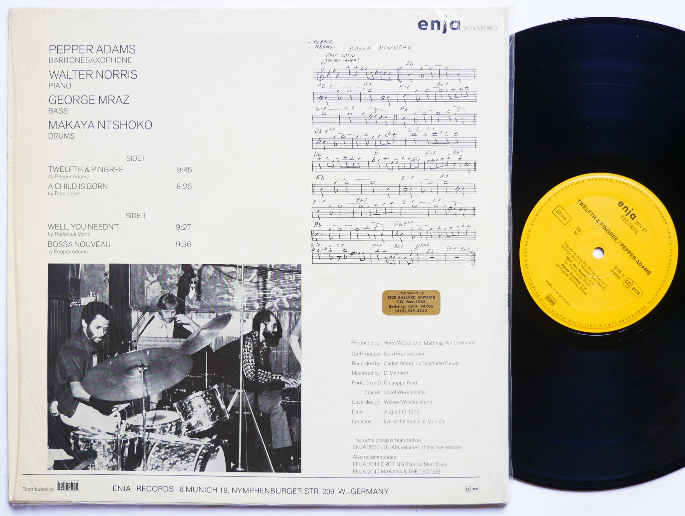 PEPPER ADAMS Twelfth & Pingree LP ENJA RECORDS 2074 GERMANY Walter Norris