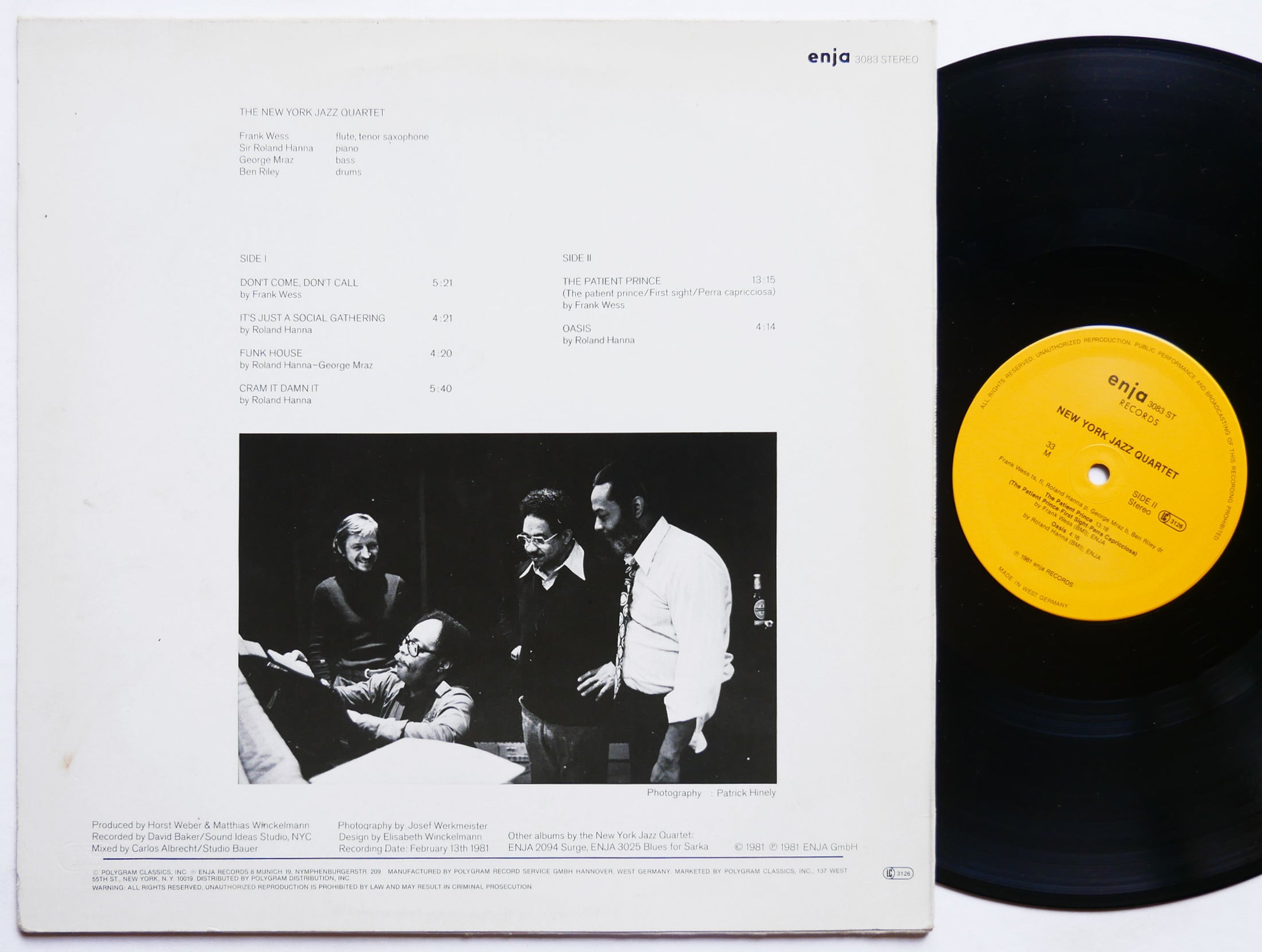 NEW YORK JAZZ QUARTET Oasis LP ENJA RECORDS 3083 GERMANY 1981 Roland Hanna