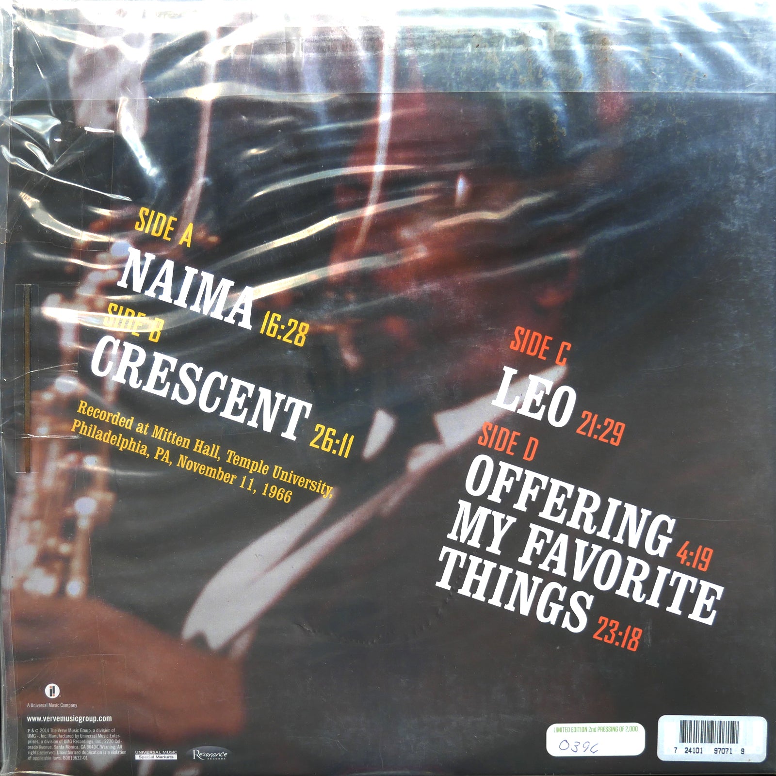JOHN COLTRANE Offering Live At Temple University 2 x LP IMPULSE! US 2014 LIMITED